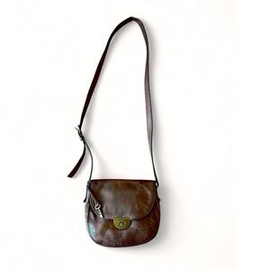 Vintage Brown Leather Crossbody Bag